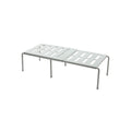 White telescopic kitchen rack with adjustable height showing extended and compressed positions