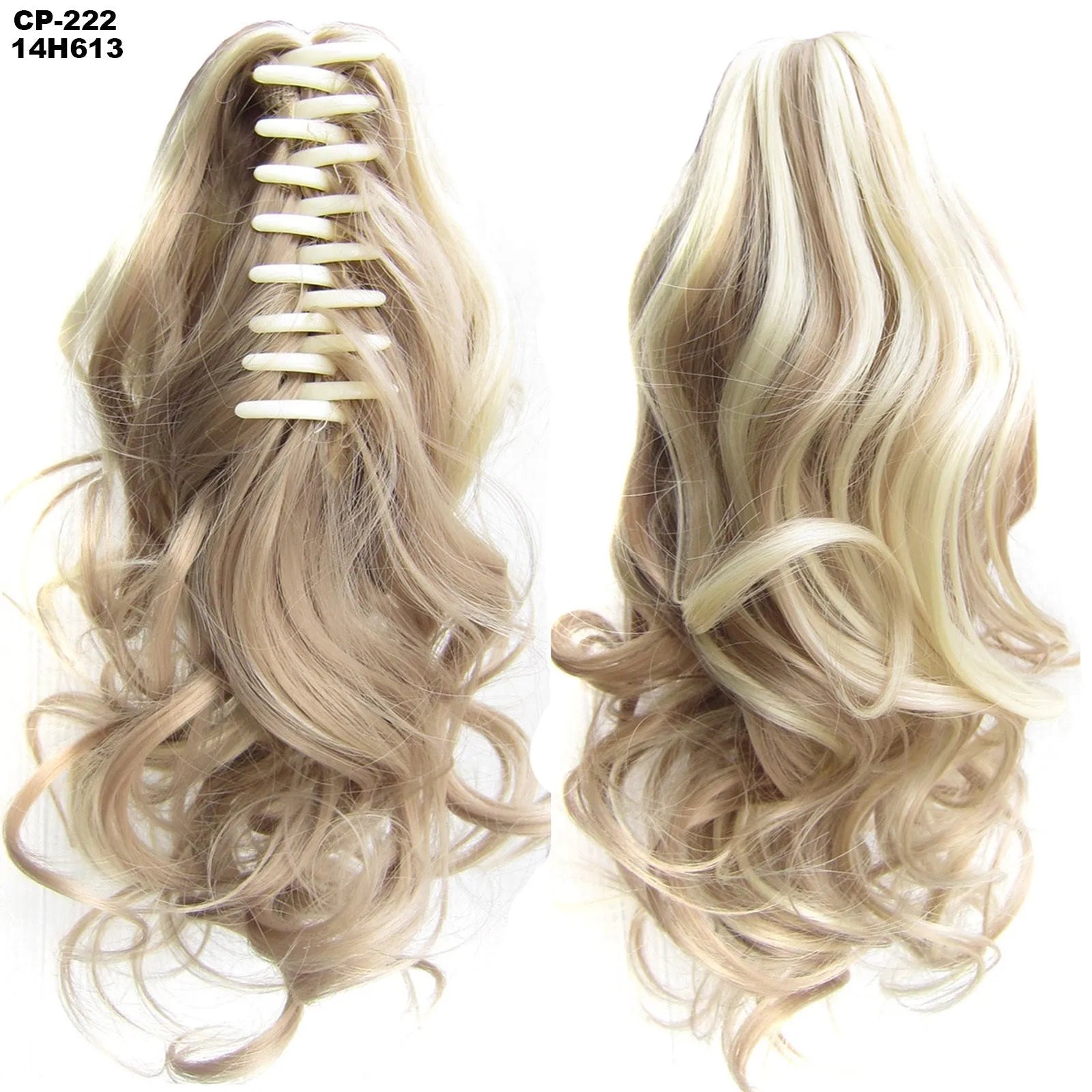 Long wave ponytail wrap around clip in hair extension 40cm chemical fiber natural wave grey hairpiece