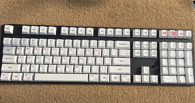 Japanese Russian Korean PBT sublimation keycaps for mechanical keyboards with five-sided space bar