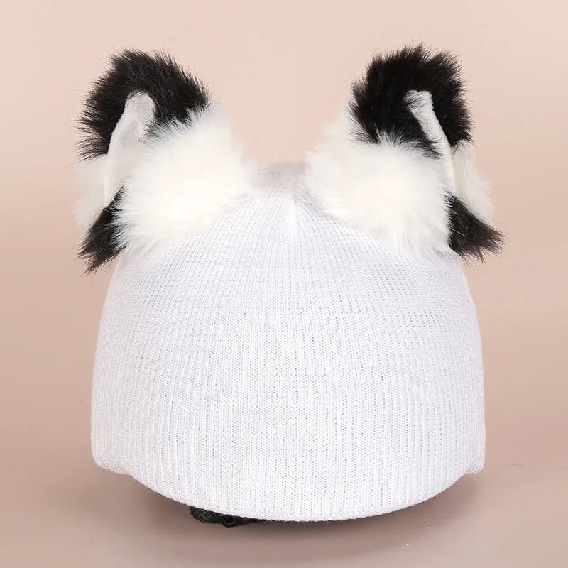 Plush fabric cartoon helmet hat decoration for ski helmets in multiple style variations