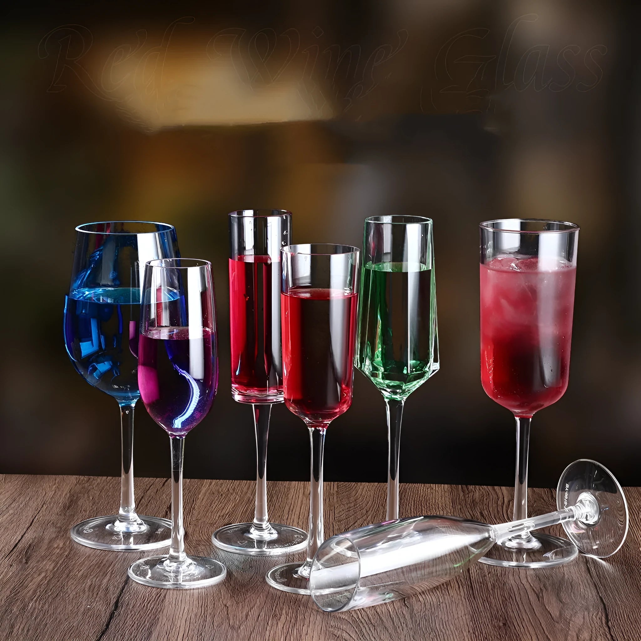 Clear acrylic wine glass with modern design for party catering, available in 550ml and 300ml capacities
