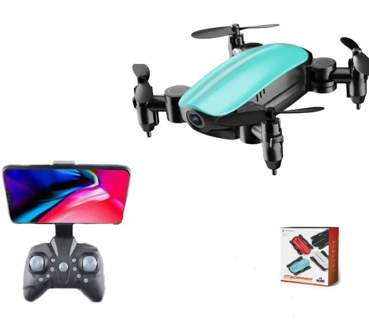 Teeggi T10 foldable mini drone with camera in black, with remote control and altitude hold function