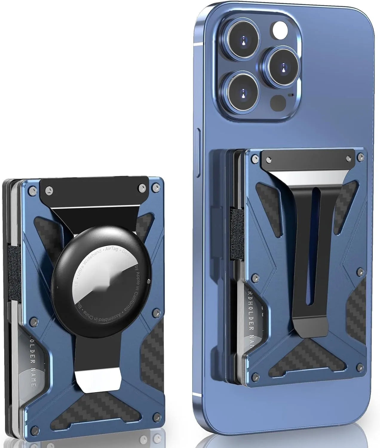 Aluminium alloy magnetic card clamp with geometric hollow out pattern and anti-theft swiping function in four colours