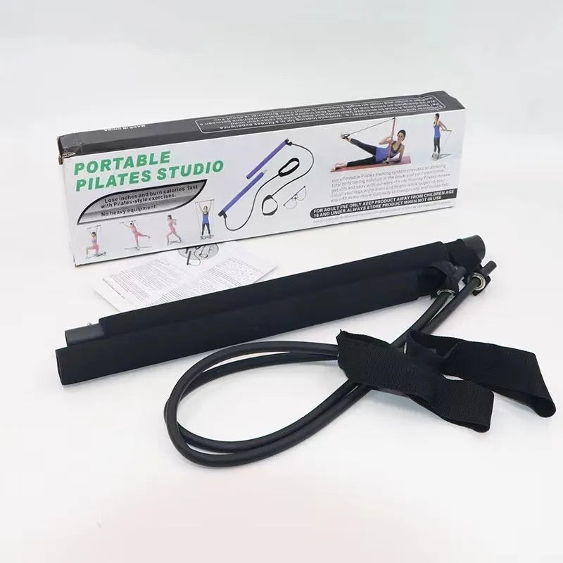 Adjustable fitness pulling rope in purple, pink, blue, or black colours for hip training and yoga