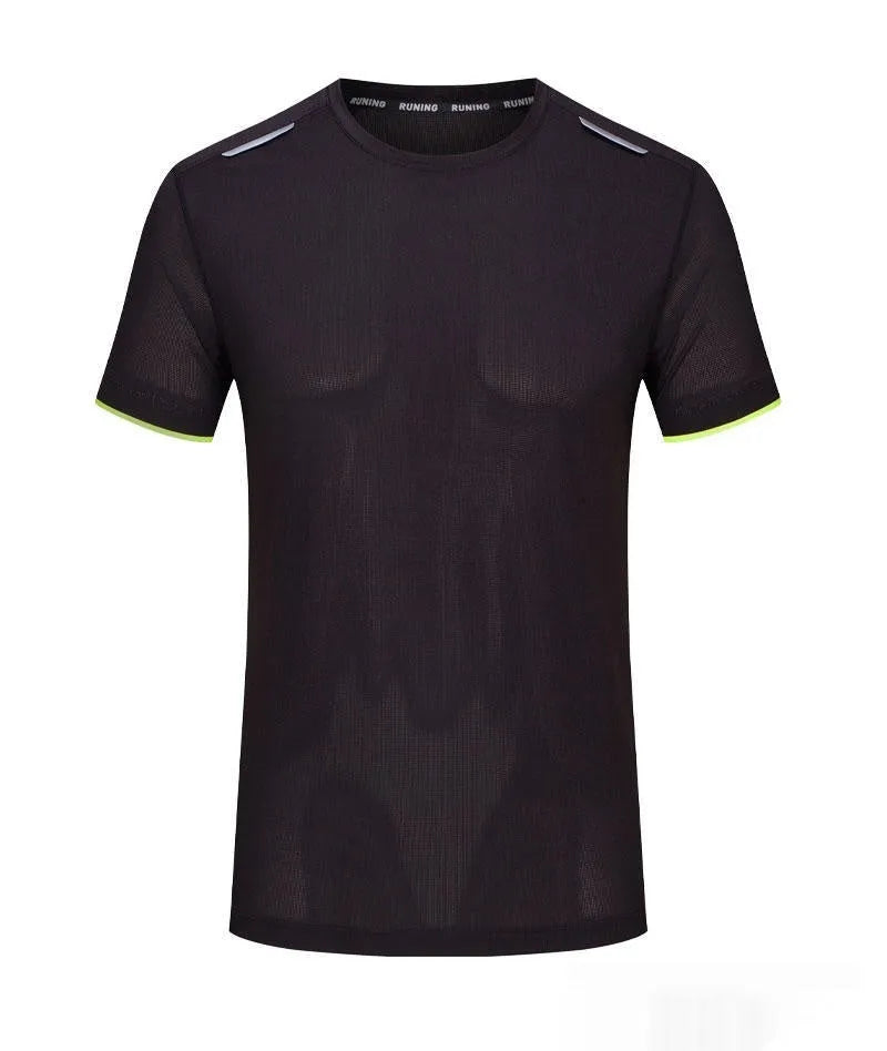 Man's loose fit ice silk t-shirt in solid colour on hanger, showing lightweight summer workwear fabric.