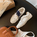 Women's retro German training shoes in artificial PU leather with flat heel and round toe design