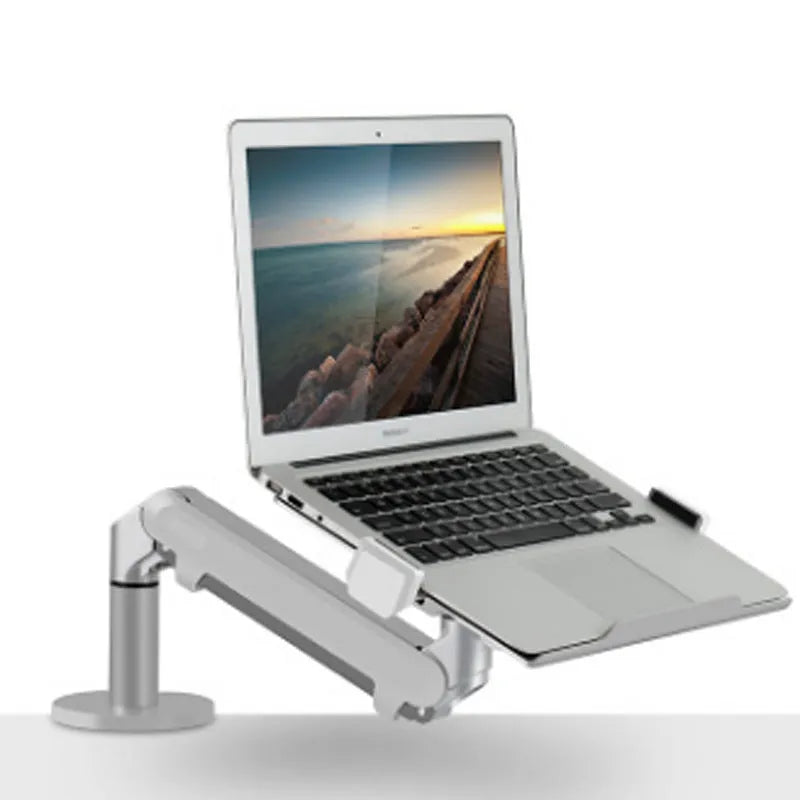 Free Hover Notebook Air Pressure Arm Bracket aluminium alloy adjustable stand in silver on desk