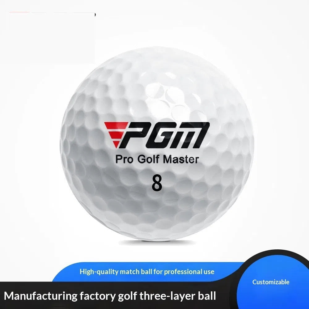White three-layer competition golf ball with 42.7mm diameter and titanium sarin outer