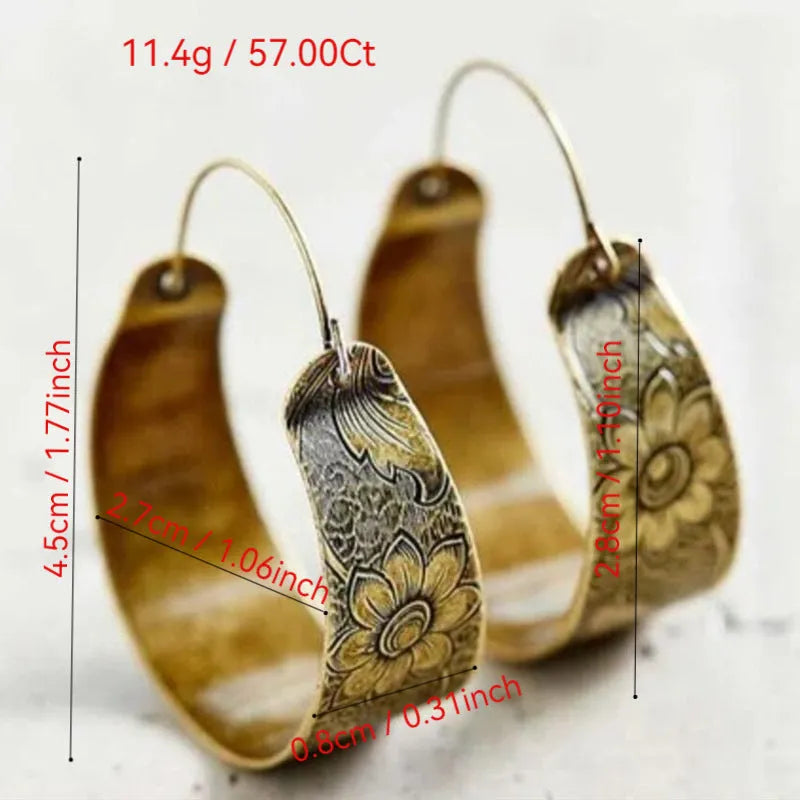 Gold geometric petal earrings with hollow pattern Maillard design