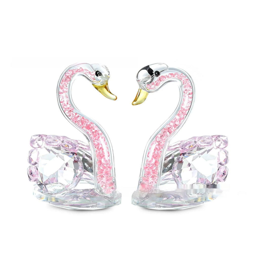 Crystal swan desktop decoration in red, blue, pink, or purple colours