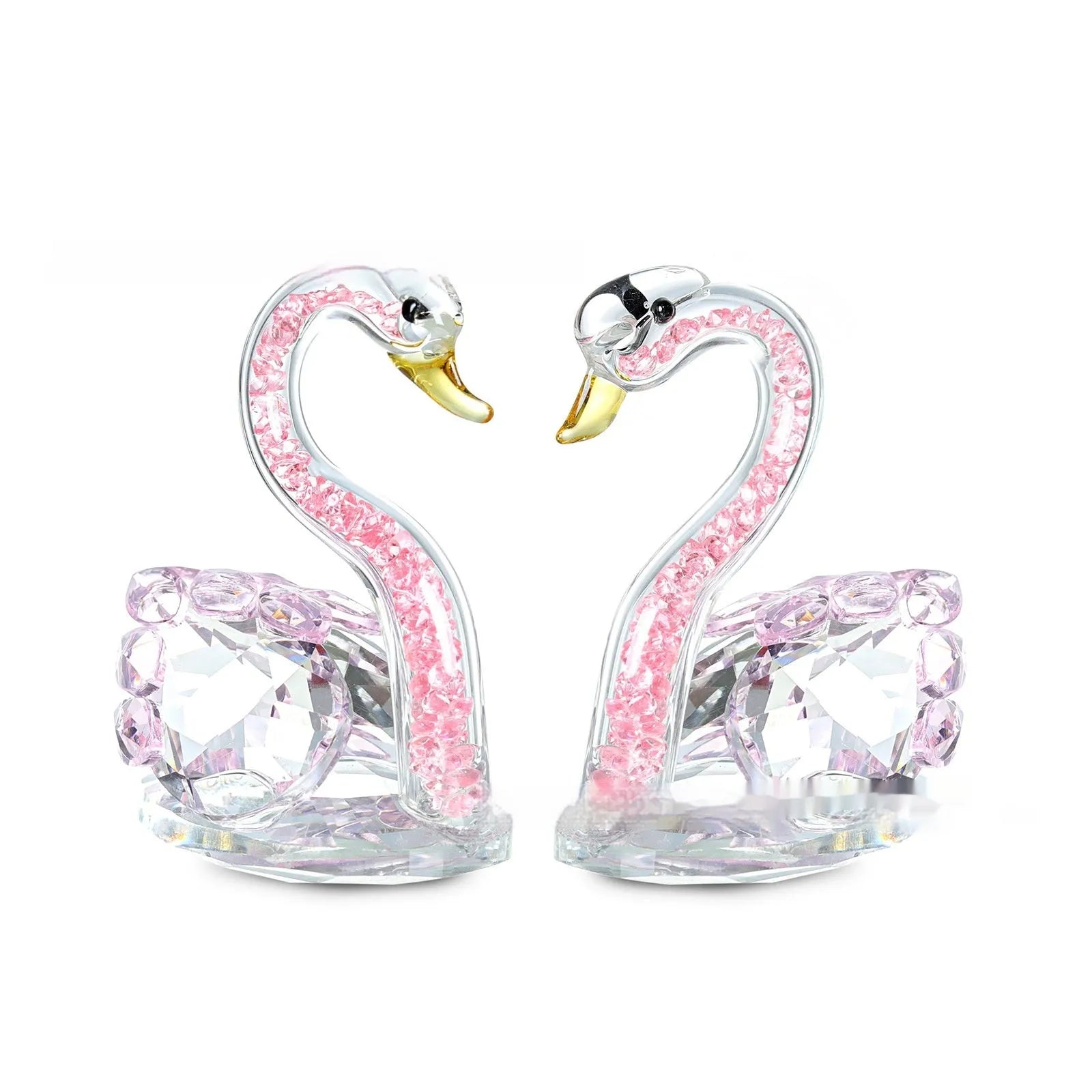 Crystal swan desktop decoration in red, blue, pink, or purple colours