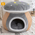 Mushroom cat nest winter thermal rabbit plush detachable pet bed in purple color with S size option