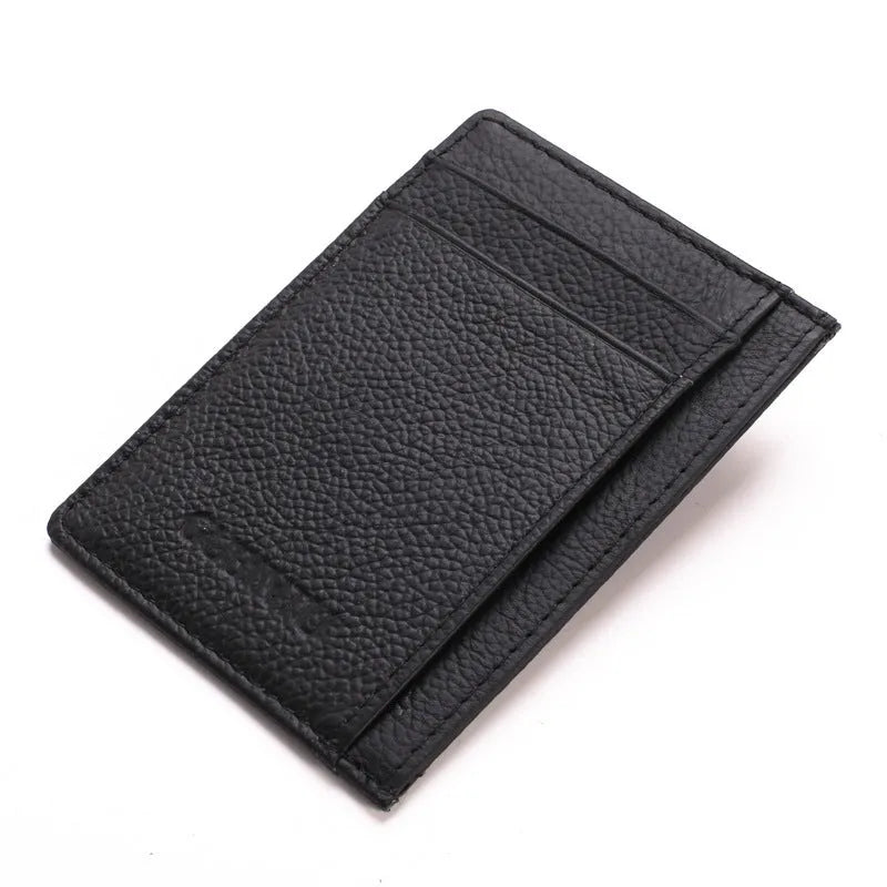 Men's genuine leather card holder in dark brown solid colour, 7.8 cm long, 10.7 cm wide