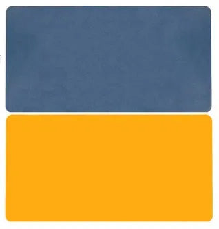 Oversized double-sided PU mouse desk pad in large size with blue yellow colour option