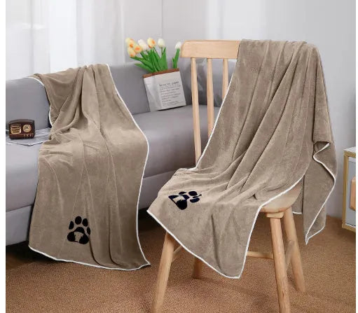 Brown ultra-fine fiber pet towel for dogs, water absorbing and quick drying, size 35x75cm