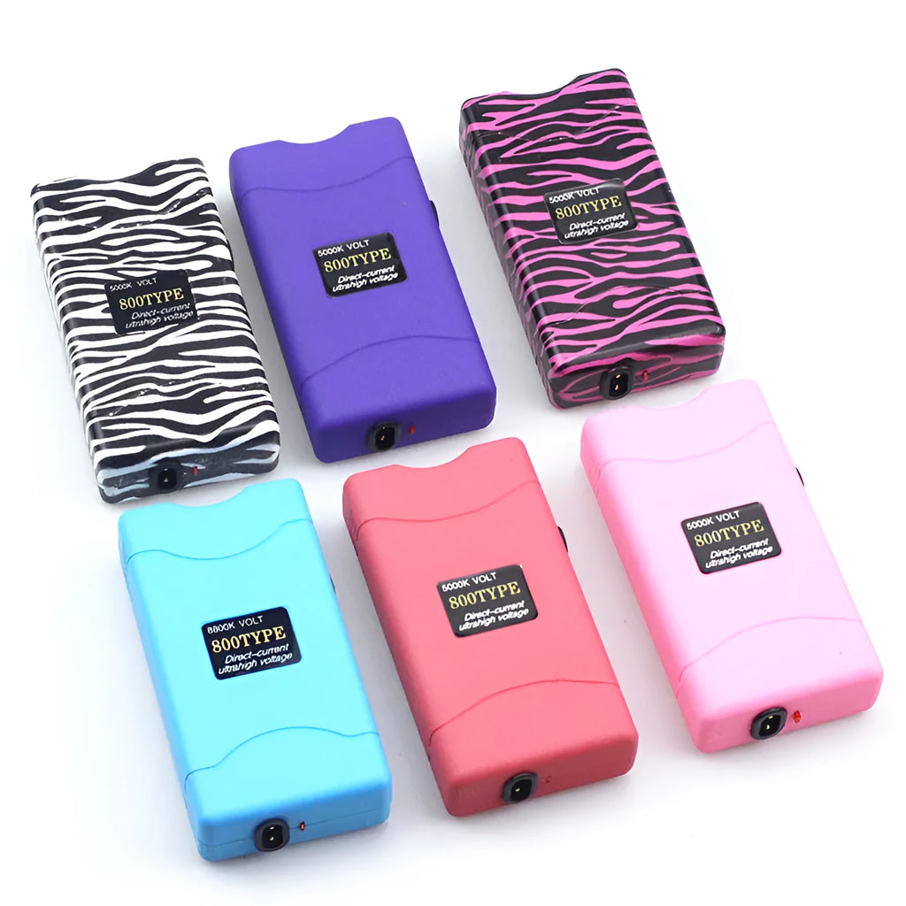 Women's multi-function self-defence torch in plastic resin construction showing colour options