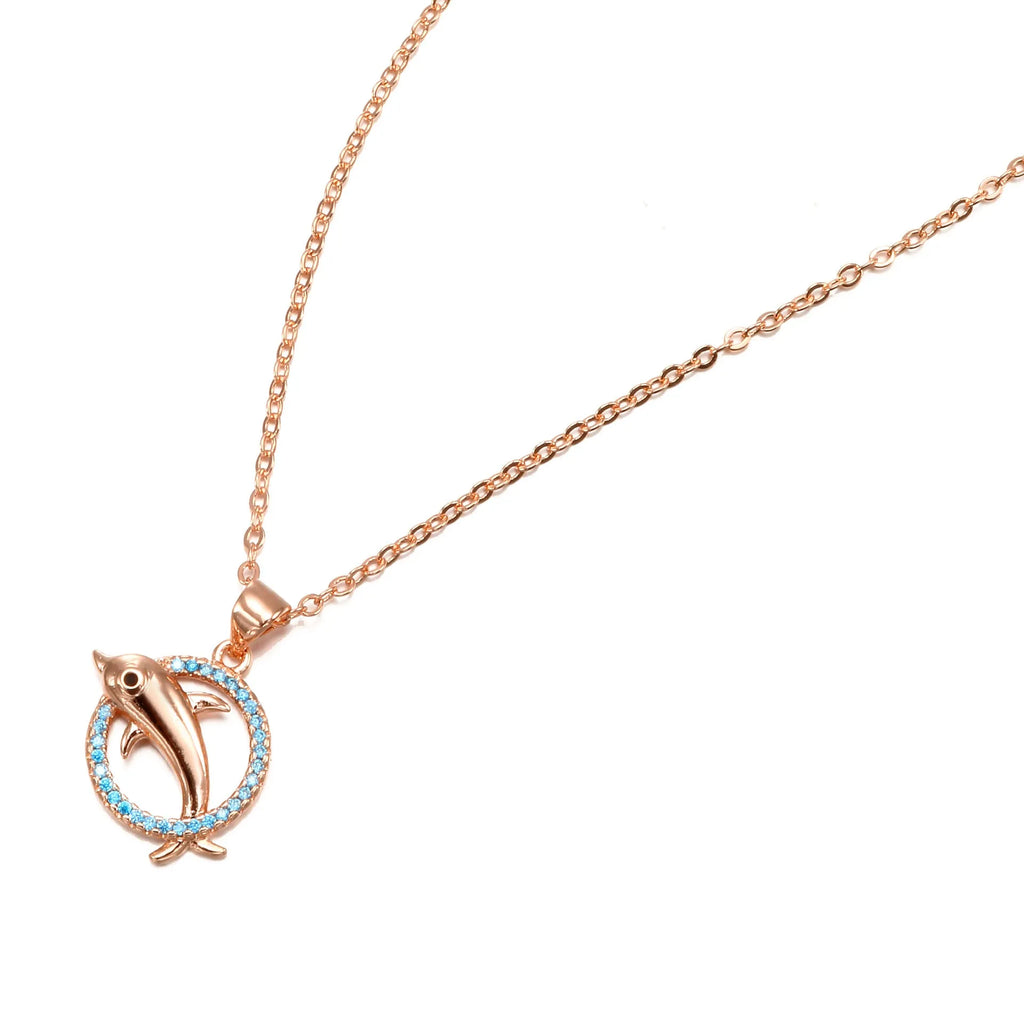 Dolphin Necklace copper pendant simple fashion Rose Gold Silver women's accessory