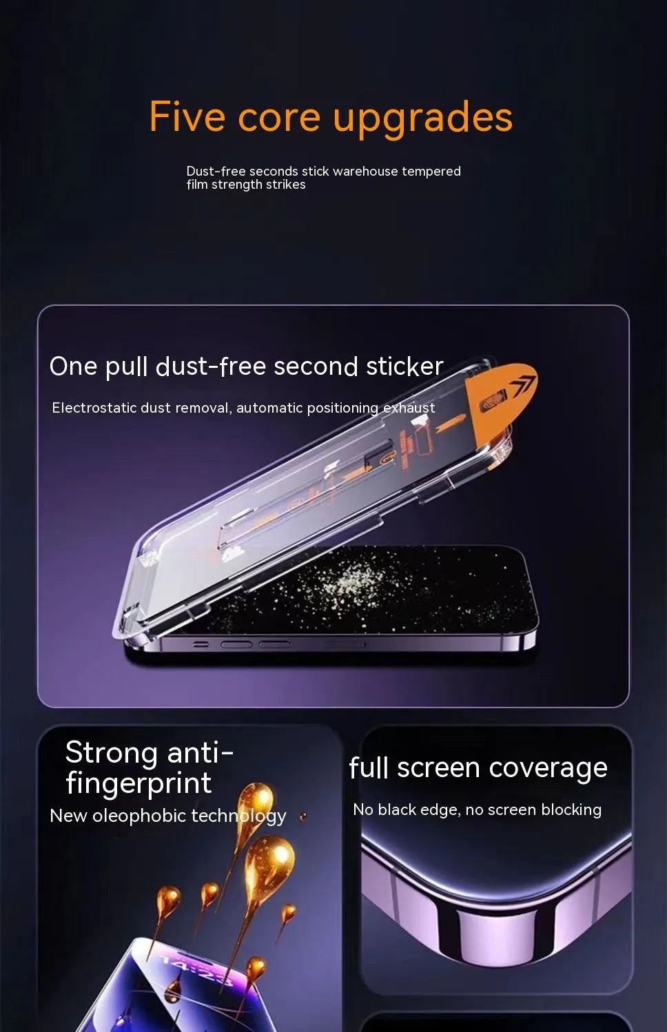 Dust-free Warehouse tempered glass privacy screen protector for iPhone on a table