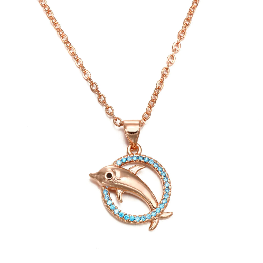 Dolphin Necklace copper pendant simple fashion Rose Gold Silver women's accessory