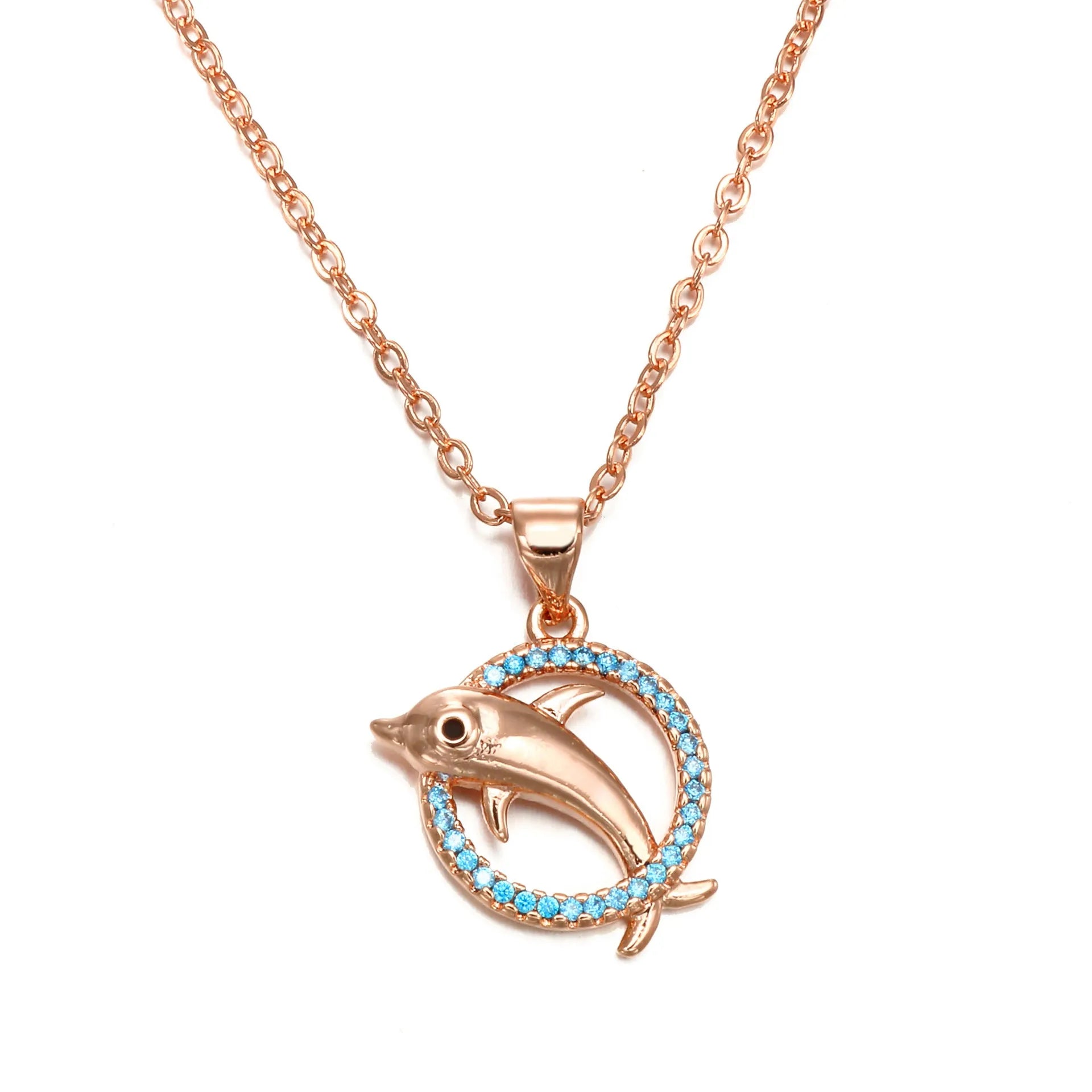 Dolphin Necklace copper pendant simple fashion Rose Gold Silver women's accessory