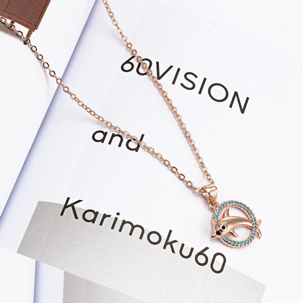 Dolphin Necklace copper pendant simple fashion Rose Gold Silver women's accessory