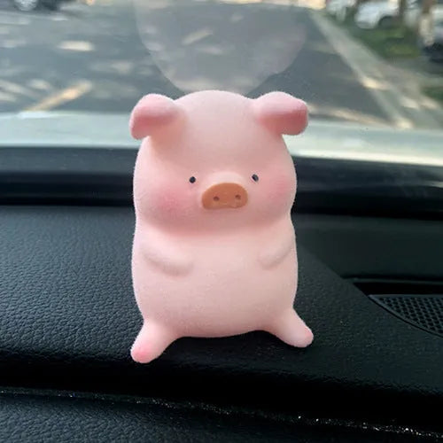 Cute cartoon pig resin figurine car dashboard decoration accessory.