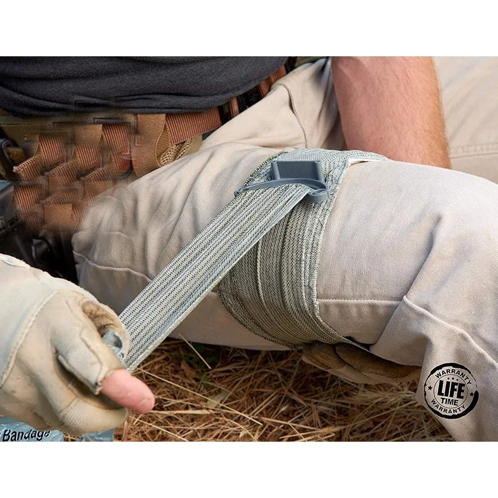 Portable hemostatic bandage tactical gauze tape in 4-inch and 6-inch sizes for emergency bleeding control