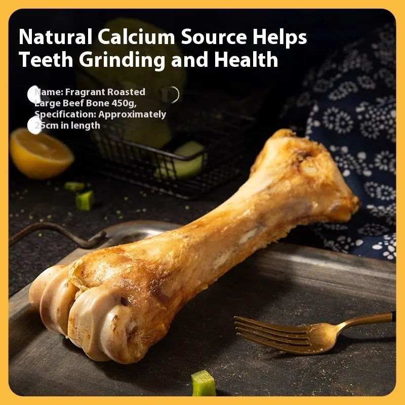 Large dog molar rod chew for dental care with roasted ox bone flavour