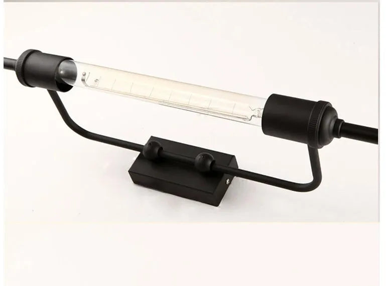 American style black iron wall lamp with E27 holder on a staircase
