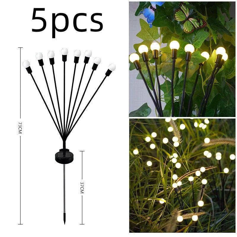 Solar-powered LED garden light with ground spike for soil installation in warm white or coloured lighting options
