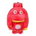 Blue dinosaur plush backpack for children with embroidery pattern and soft handles
