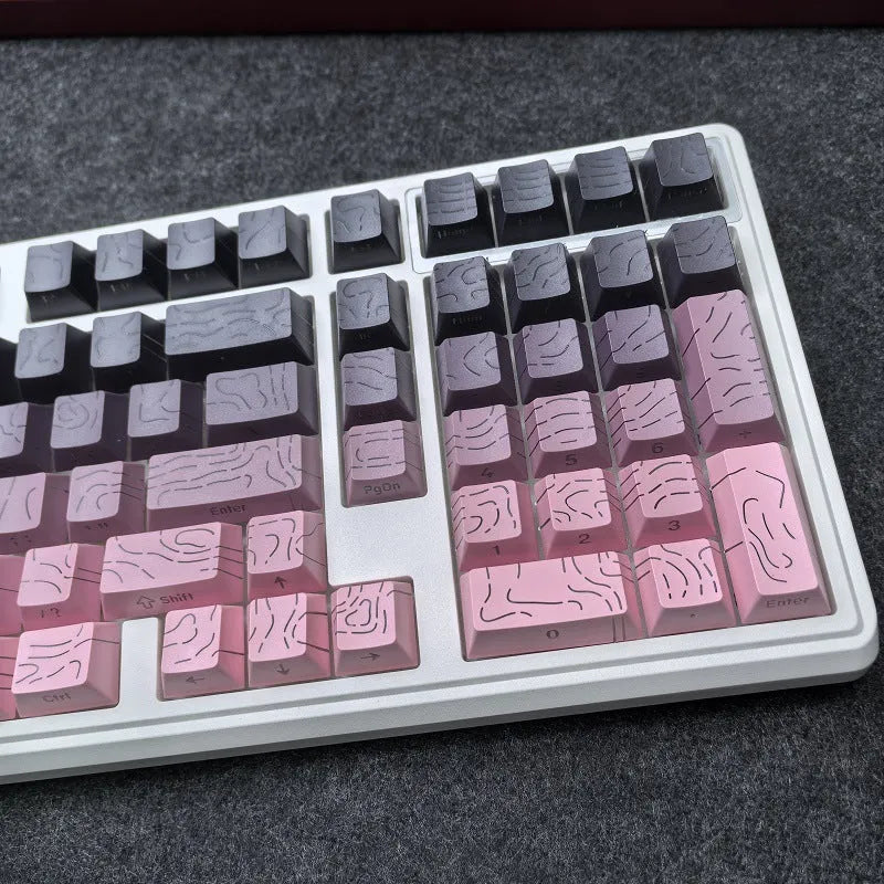 Black Rose Contour Line two-color crack luminous plastic key cap set with black powder colour, 290x160x30mm
