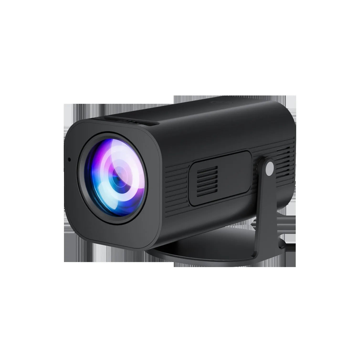 P330 portable mini projector in black or white colour with remote control on a table.