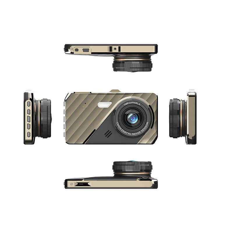 4-inch dual lens dashboard camera with touch screen for front and rear vehicle recording