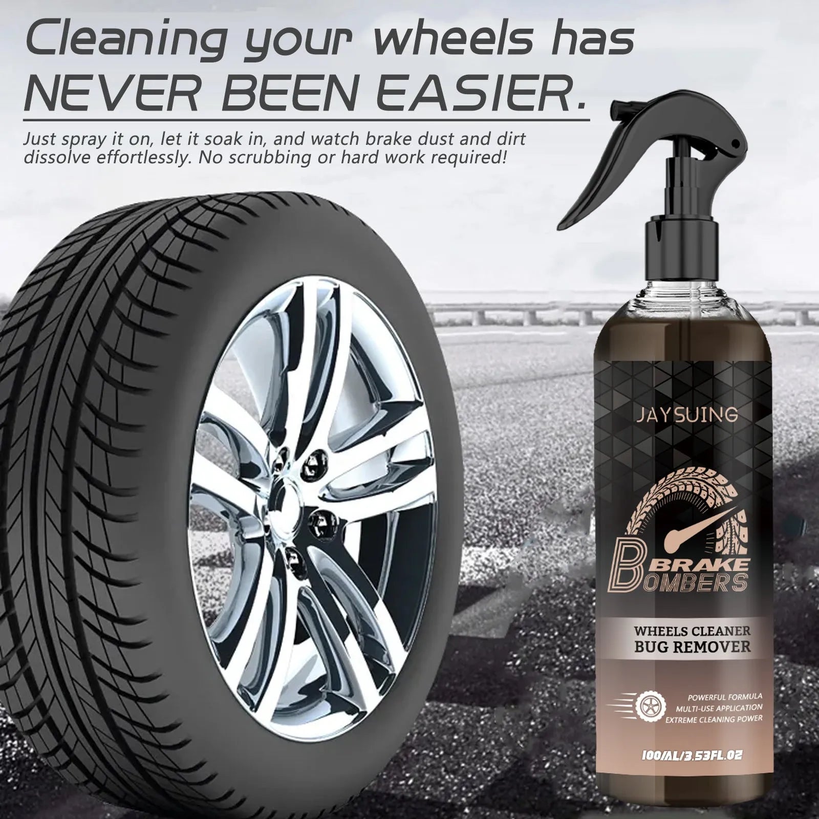 100ml car brake disc cleanser bottle with sponge and microfibre cloth for rust removal.