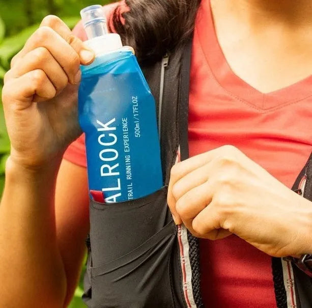 A plastic portable drinking straw with a suction tube for off-road and biking use.