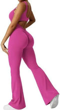 Women's sleeveless flare jumpsuit for yoga fitness in high elasticity polyester fabric