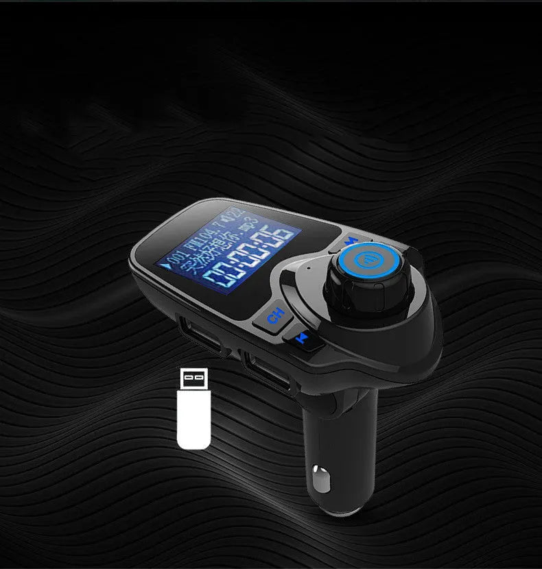Black G7 car Bluetooth hands-free transmitter with FM functionality for wireless audio streaming