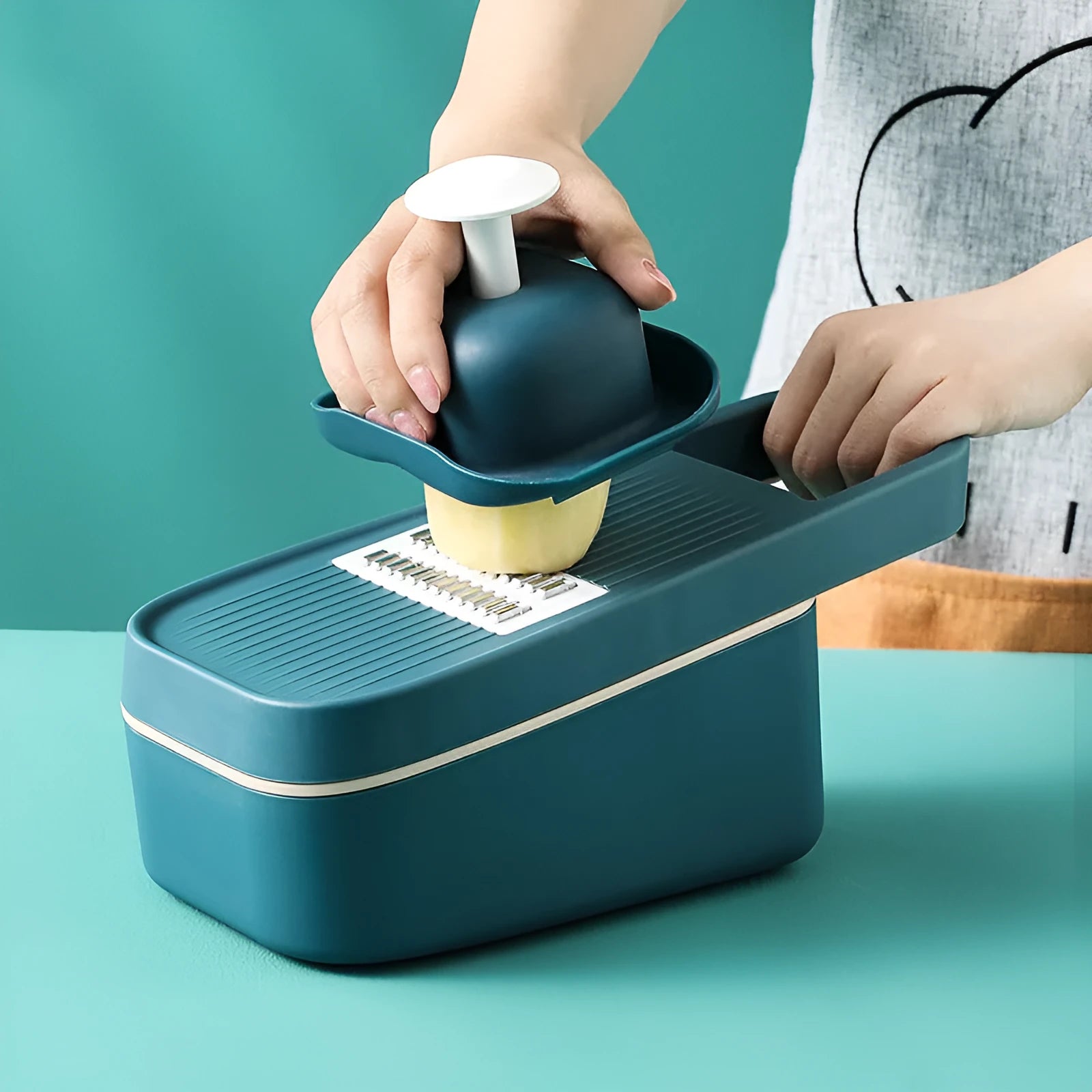 Multi function cutter with 304 stainless steel blade and PP body in Blue for kitchen slicing and shredding