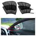 Car side window sunshades with stretch mesh covering front and rear windows