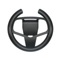 Black ABS PS5 steering wheel attachment clipped onto a SONY PS5 controller for racing games