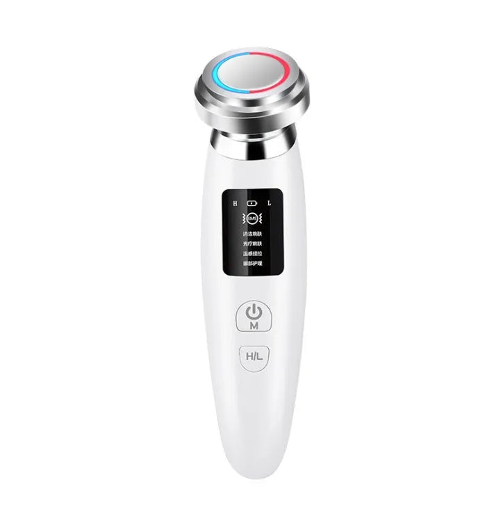 Pink cleansing and rejuvenating beauty instrument showing 185mm length