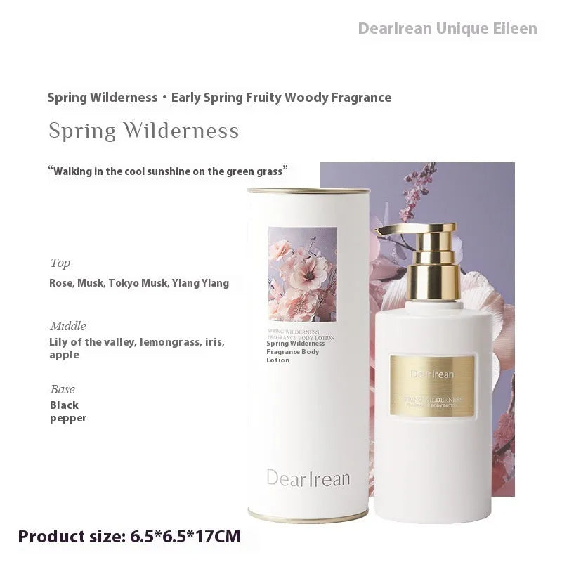 Spring Wilderness body lotion 250ml white bottle with moisturising non-sticky formula for dry skin gift