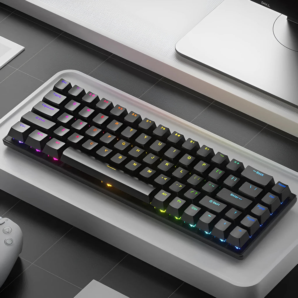 RGB light-emitting portable keypad in black with visible keys, ABS body, wired 1.5m cable