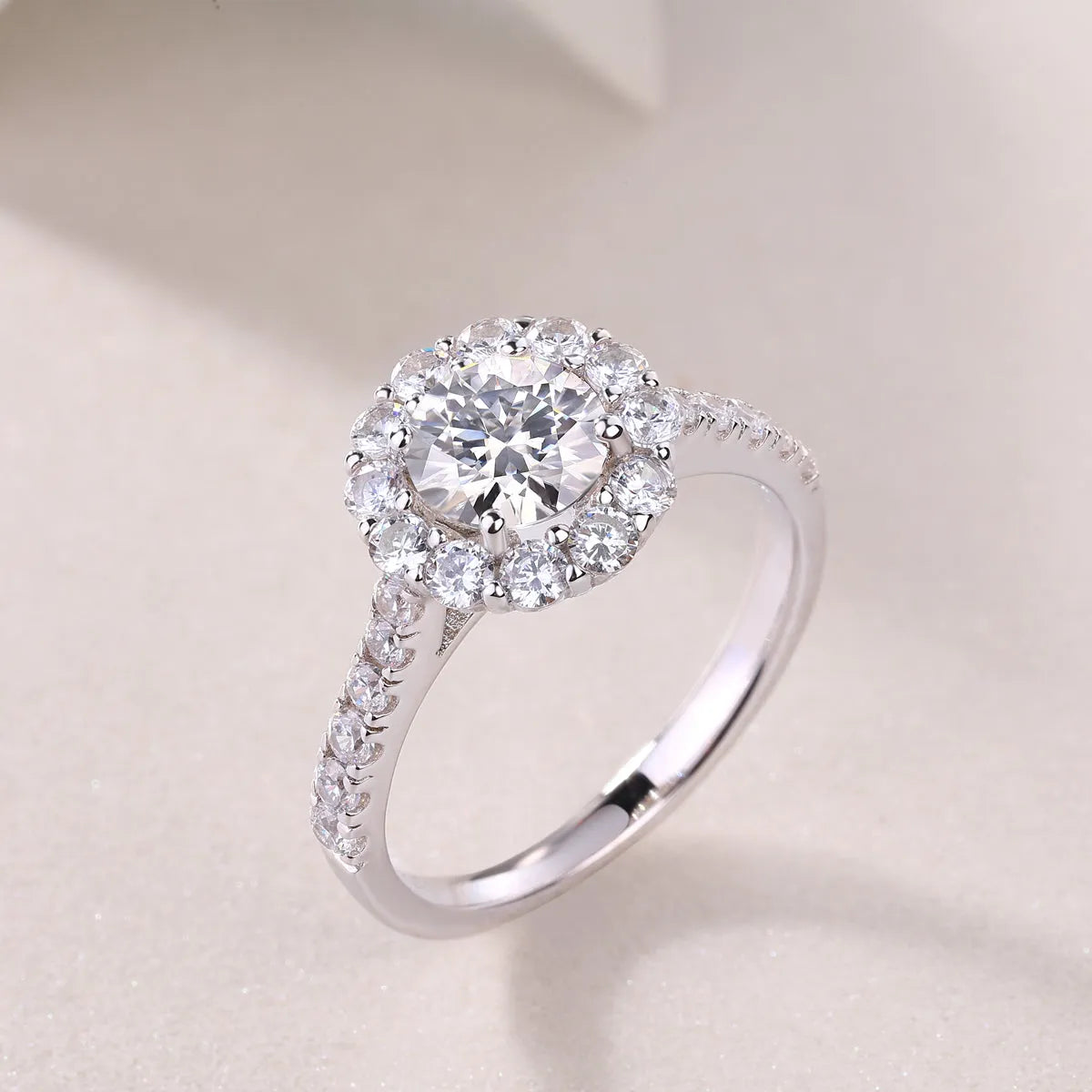True Love 1-carat moissanite wedding ring set S925 silver platinum-plated in gift box with GRA certificate