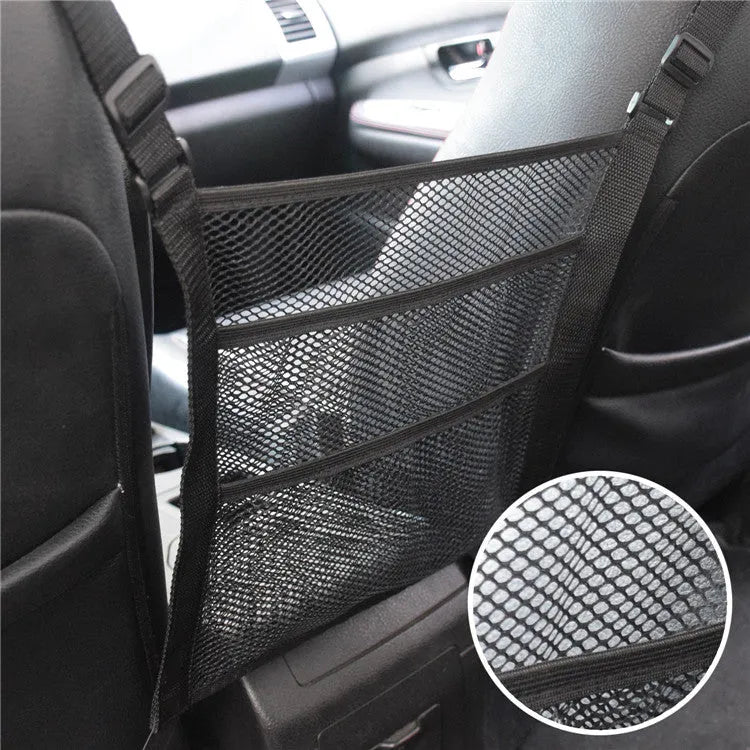 Black heavy mesh car pet isolation net installed in vehicle for small animals travel