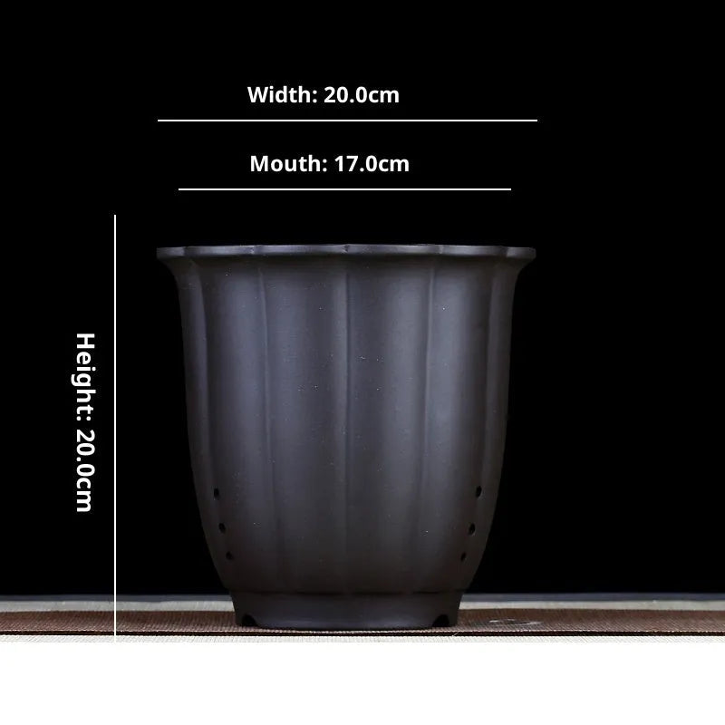 Round desktop bonsai basin with ceramic flower pot in colour choice black purplish red wine red