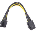 20cm long black 6-pin to 8-pin PCIe graphics card power extension cable on a white background.