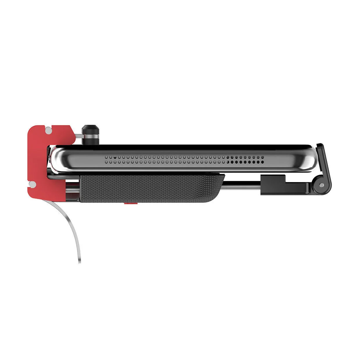 Black PG-9137 mobile phone gaming trigger bracket with adjustable metal trigger and telescopic phone clip.