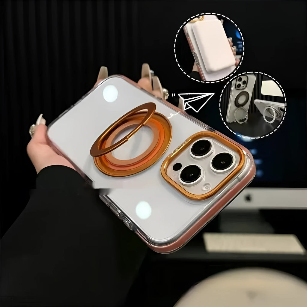 Fashion personality rotating pivot phone case for Apple iPhone, bracket and magnetic suction, PC material, multiple colours